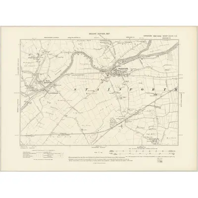 1904 Map of Yorkshire CCLXV.SE, 1907 Print
