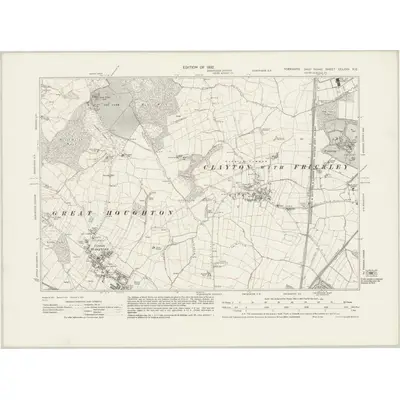1929 Map of Yorkshire CCLXXV.NE, 1932 Print