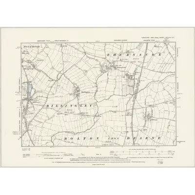 1890 Map of Yorkshire CCLXXV.SE, 1894 Print