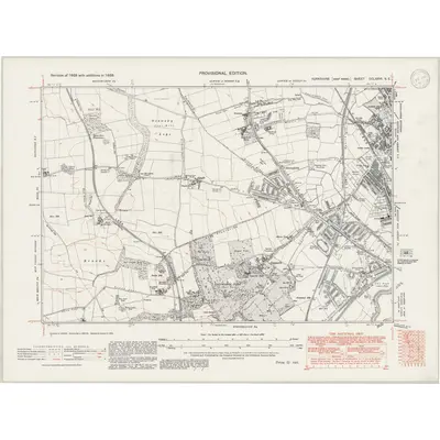 1938 Map of Yorkshire CCLXXVI.SE, 1947 Print