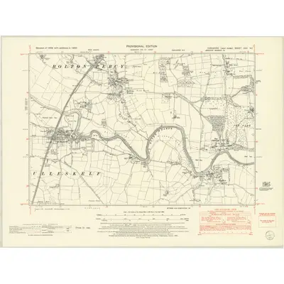 1950 Map of Yorkshire CCV.NE, 1952 Print