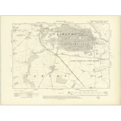 1906 Map of Yorkshire CCV.NW, 1909 Print