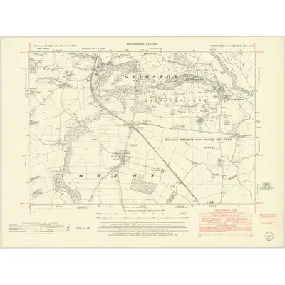1950 Map of Yorkshire CCV.NW, 1952 Print