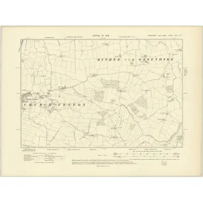 1906 Map of Yorkshire CCV.SE, 1908 Print