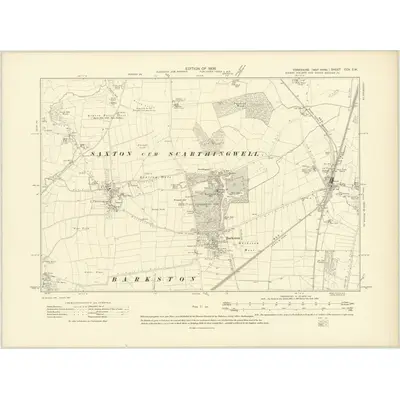 1906 Map of Yorkshire CCV.SW, 1908 Print