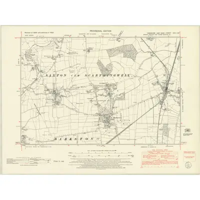 1950 Map of Yorkshire CCV.SW, 1952 Print
