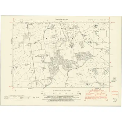 1950 Map of Yorkshire CCVI.NE, 1952 Print