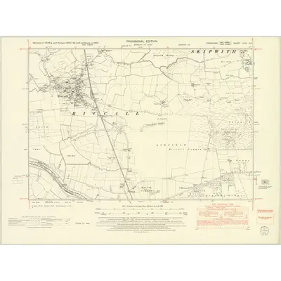 1950 Map of Yorkshire CCVI.SE, 1952 Print