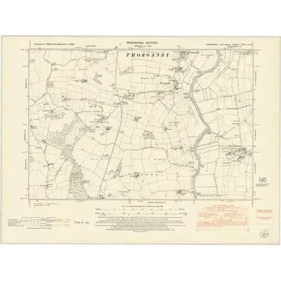 1950 Map of Yorkshire CCVII.NW, 1953 Print
