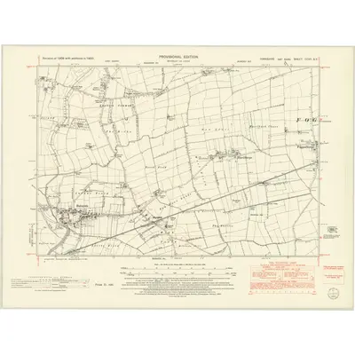1950 Map of Yorkshire CCVII.SE, 1952 Print