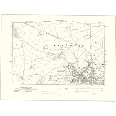1908 Map of Yorkshire CCX.NE, 1911 Print