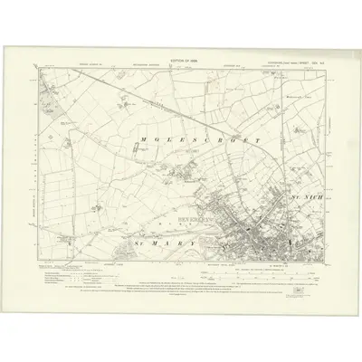 1926 Map of Yorkshire CCX.NE, 1928 Print