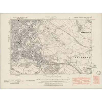 1948 Map of Yorkshire CCXCV.NW, 1949 Print