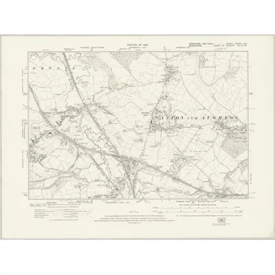 1922 Map of Yorkshire CCXCV.SE, 1924 Print