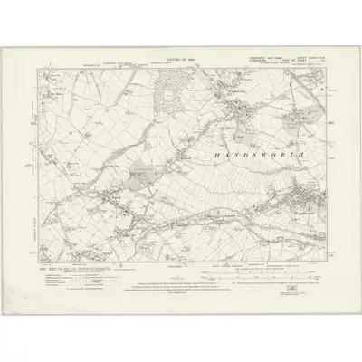 1905 Map of Yorkshire CCXCV.SW, 1924 Print