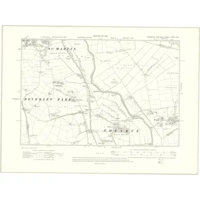 1908 Map of Yorkshire CCXI.SW, 1910 Print