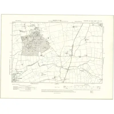 1908 Map of Yorkshire CCXII.NW, 1910 Print