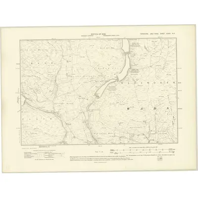 1905 Map of Yorkshire CCXIV.NE, 1908 Print