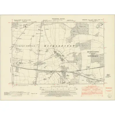 1950 Map of Yorkshire CCXIX.NE, 1953 Print