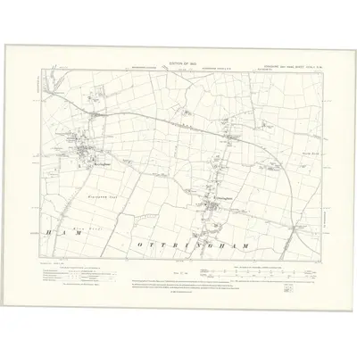 1908 Map of Yorkshire CCXLII.SW, 1910 Print