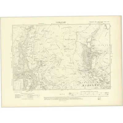 1905 Map of Yorkshire CCXV.SW, 1908 Print