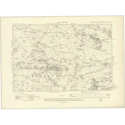 1905 Map of Yorkshire CCXVI.NW, 1909 Print