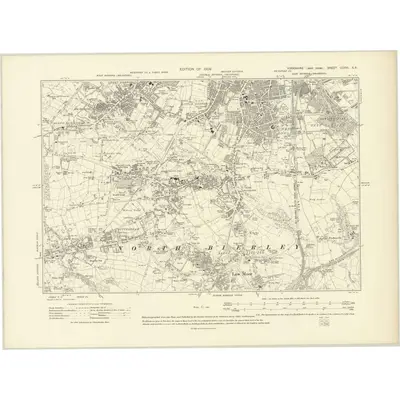 1905 Map of Yorkshire CCXVI.SE, 1909 Print