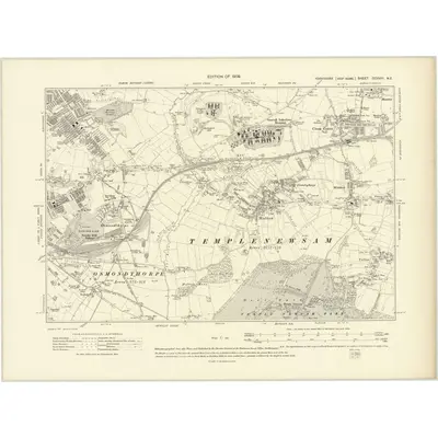 1905 Map of Yorkshire CCXVIII.NE, 1909 Print