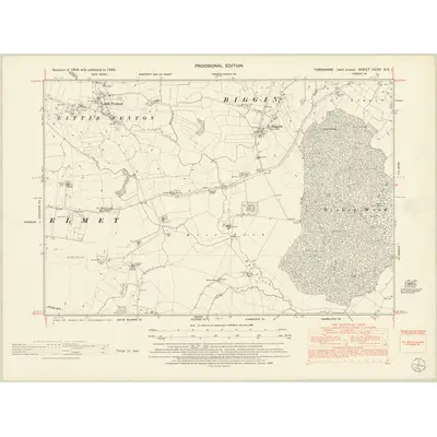 1950 Map of Yorkshire CCXX.NE, 1953 Print
