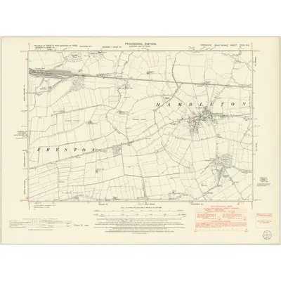 1950 Map of Yorkshire CCXX.SE, 1953 Print