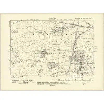 1906 Map of Yorkshire CCXX.SW, 1908 Print
