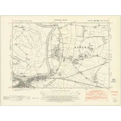 1950 Map of Yorkshire CCXXI.NE, 1952 Print