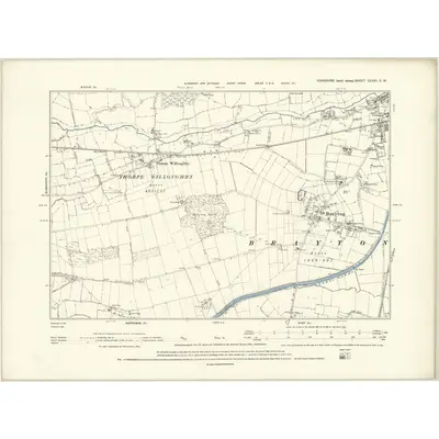1888 Map of Yorkshire CCXXI.SW, 1894 Print