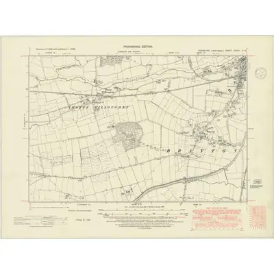 1938 Map of Yorkshire CCXXI.SW, 1948 Print