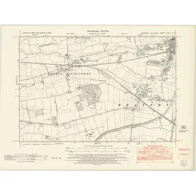 1950 Map of Yorkshire CCXXI.SW, 1953 Print