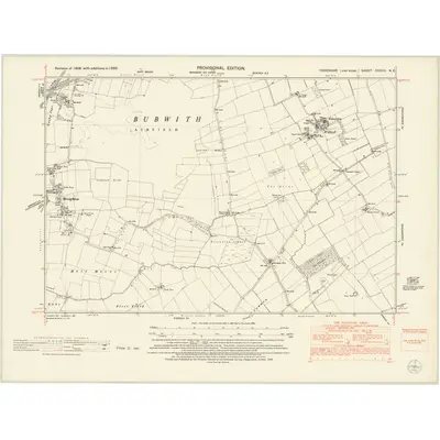 1950 Map of Yorkshire CCXXII.NE, 1953 Print