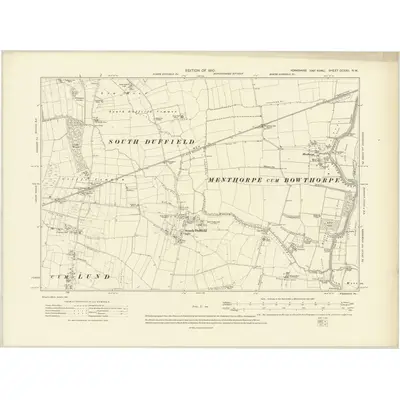 1908 Map of Yorkshire CCXXII.NW, 1910 Print
