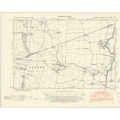 1950 Map of Yorkshire CCXXII.NW, 1952 Print