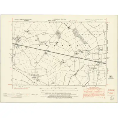 1950 Map of Yorkshire CCXXII.SE, 1952 Print