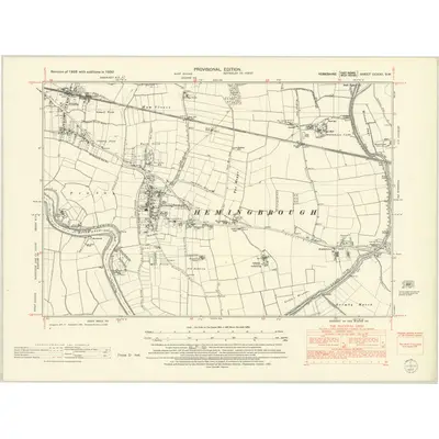 1950 Map of Yorkshire CCXXII.SW, 1952 Print