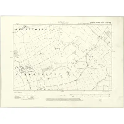 1908 Map of Yorkshire CCXXIII.NW, 1910 Print