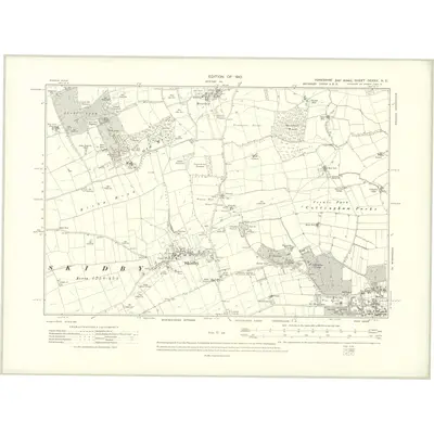 1908 Map of Yorkshire CCXXV.NE, 1910 Print