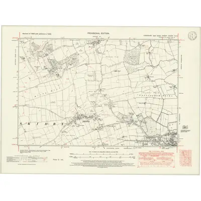 1938 Map of Yorkshire CCXXV.NE, 1946 Print