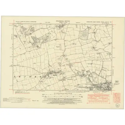1946 Map of Yorkshire CCXXV.NE, 1952 Print