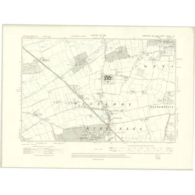 1908 Map of Yorkshire CCXXV.SE, 1911 Print