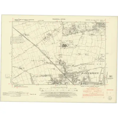 1946 Map of Yorkshire CCXXV.SE, 1952 Print