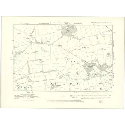 1908 Map of Yorkshire CCXXV.SW, 1910 Print