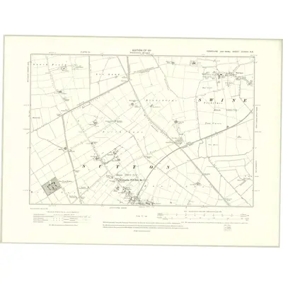 1909 Map of Yorkshire CCXXVI.NE, 1911 Print