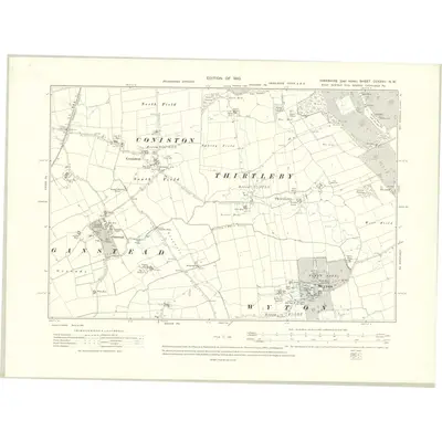 1908 Map of Yorkshire CCXXVII.NW, 1910 Print