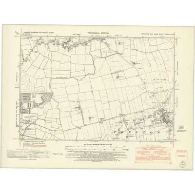 1946 Map of Yorkshire CCXXVII.SW, 1952 Print